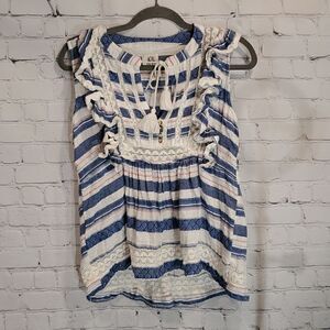 dra Los Angeles La Habana top in blue and white stripes